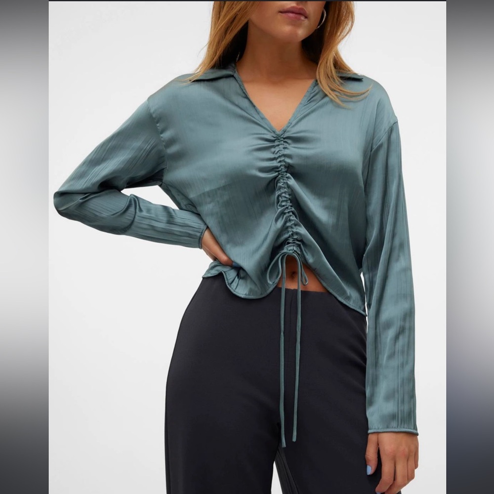 Guess Long Sleeve Satin Blouse (Small)